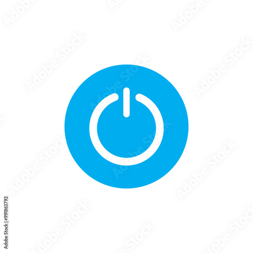 On off power button. Switch on switch off icon. Press start button sign isolated on white background. On off vector circle symbol.