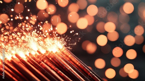 A close-up of Dandiya sticks clashing together photo