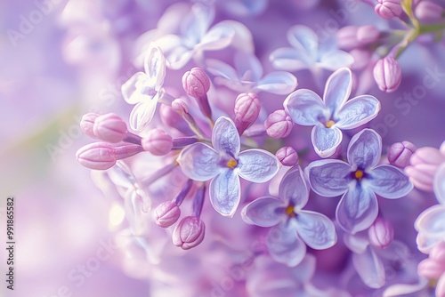 Stunning pink purple lilac background with lilac blossoms in close-up