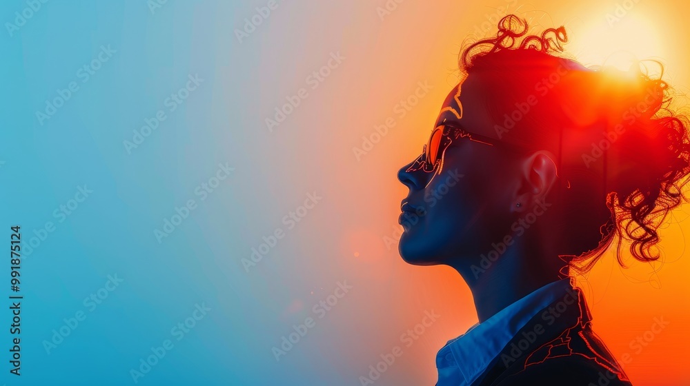 A captivating double exposure portrait of a determined businesswoman looking towards a bright future, symbolizing ambition, success, innovation, progress, and empowerment. A captivating double exposure portrait of a determined businesswoman looking towards a bright future, symbolizing ambition, success, innovation, progress, and empowerment.