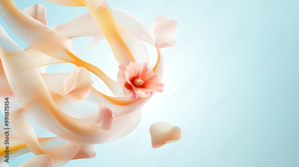 Soft Floral Elegance with Gentle Ribbons and Petals