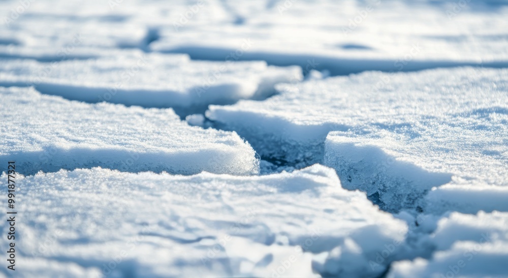 Ice formations break apart at the surface of a tranquil body of water during winter Ice formations break apart at the surface of a tranquil body of water during winter