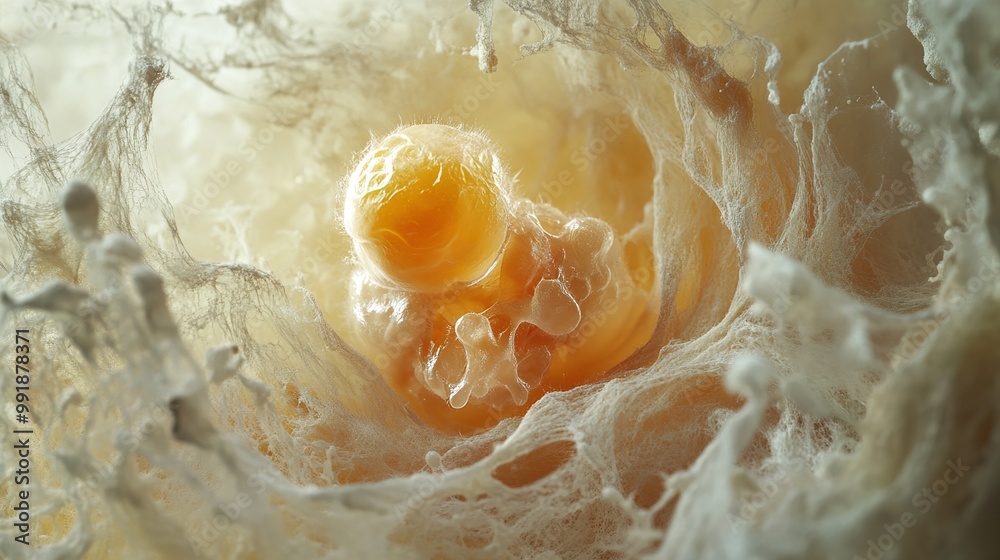Microscopic View of a Cell in a Network of Filaments Microscopic View of a Cell in a Network of Filaments