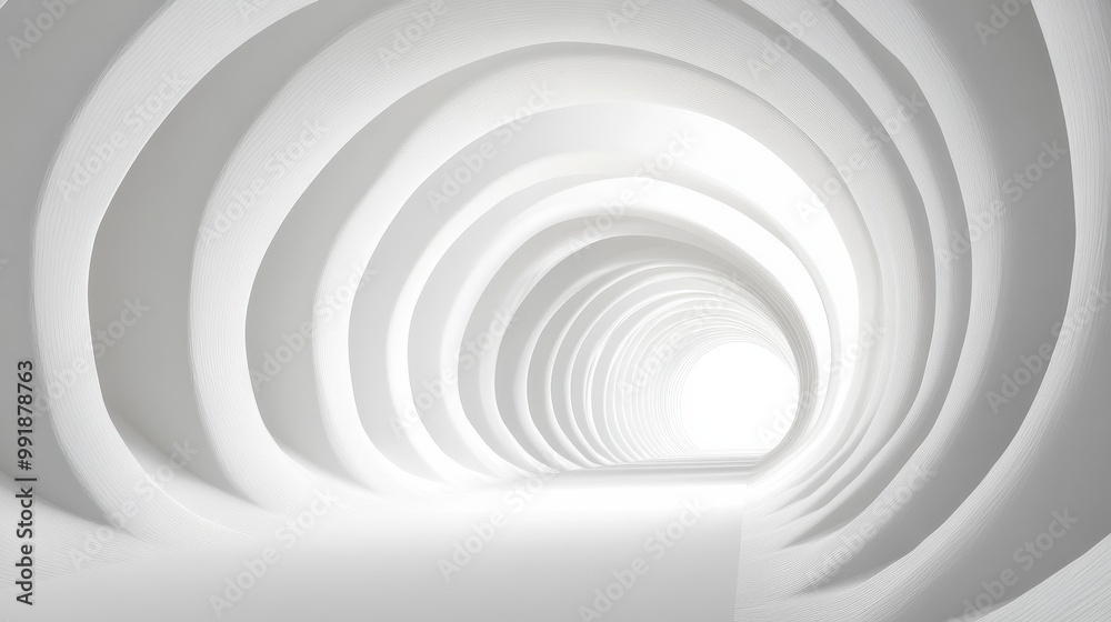 Futuristic White Corridor with Sleek Design Futuristic White Corridor with Sleek Design
