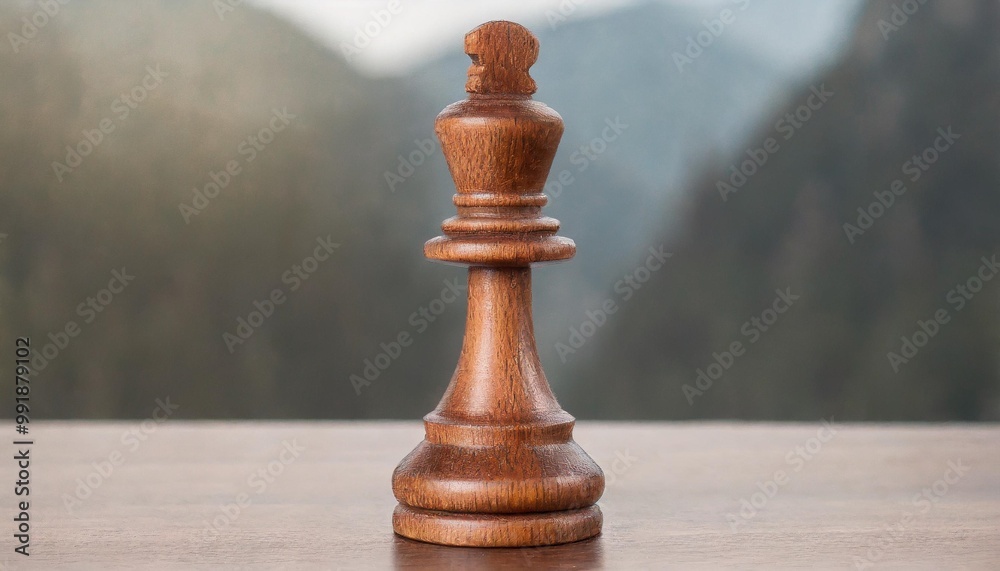 Isolated wooden chess piece with depth of field highlighting carved details and smooth finish Isolated wooden chess piece with depth of field highlighting carved details and smooth finish