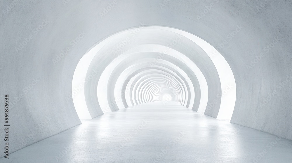 Futuristic White Corridor with Sleek Design Futuristic White Corridor with Sleek Design