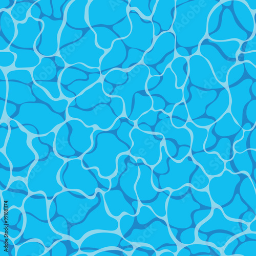 Turquoise rippled water texture background. Seamless pattern. Sea waves abstract background. Modern flat  background design with tranquil turquoise ripples. Vector illustration.