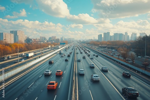 heavy traffic at day time, vehicles on the road, jam, freeway, rush hour 