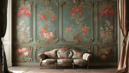 Timeless Elegance of Vintage Wallpaper Featuring Ornate Damask Patterns and Rich Colors Infusing Spaces with Old-World Charm photo