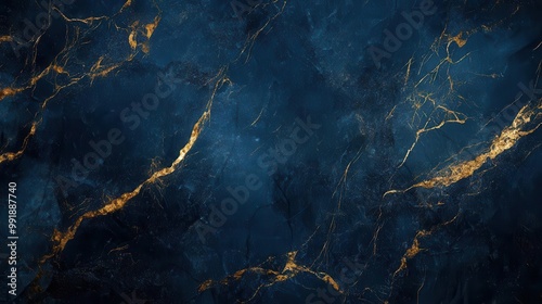 luxurious dark blue marble texture with shimmering gold veins creating an elegant and sophisticated background