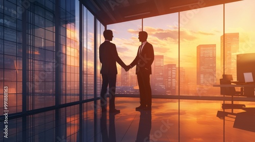 A professional handshake between two business executives