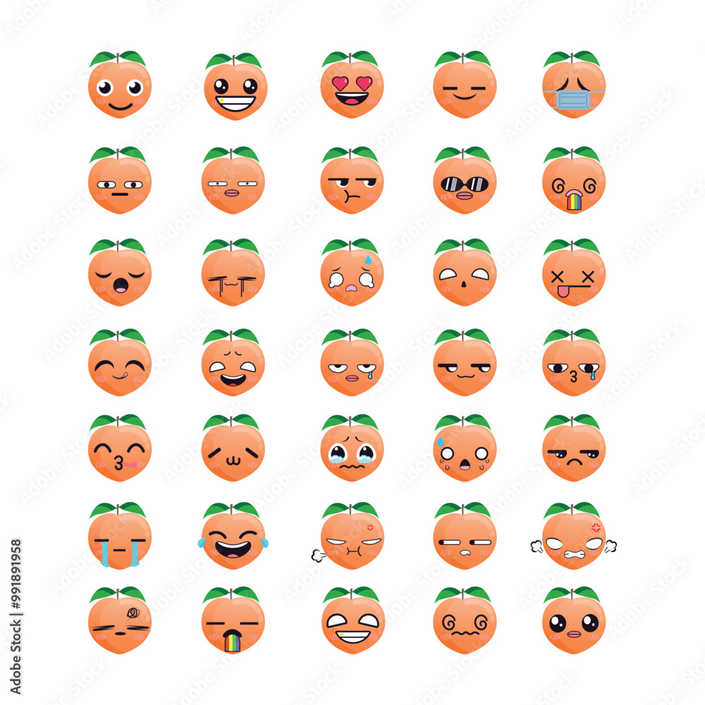 Peach emoji set Peach emoji set