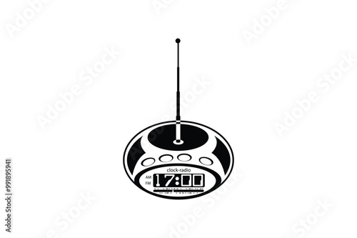 Clock Radio Icon, Sleek design for timely music and alarm functionality in a retro style