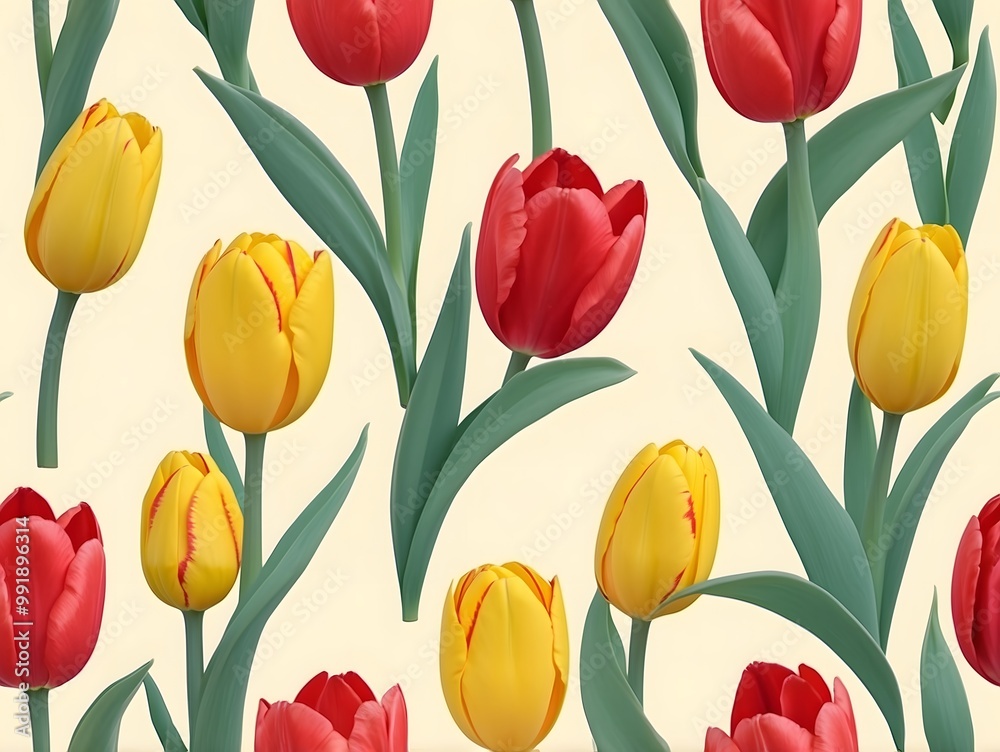 seamless tulips flowers with yellow background seamless tulips flowers with yellow background