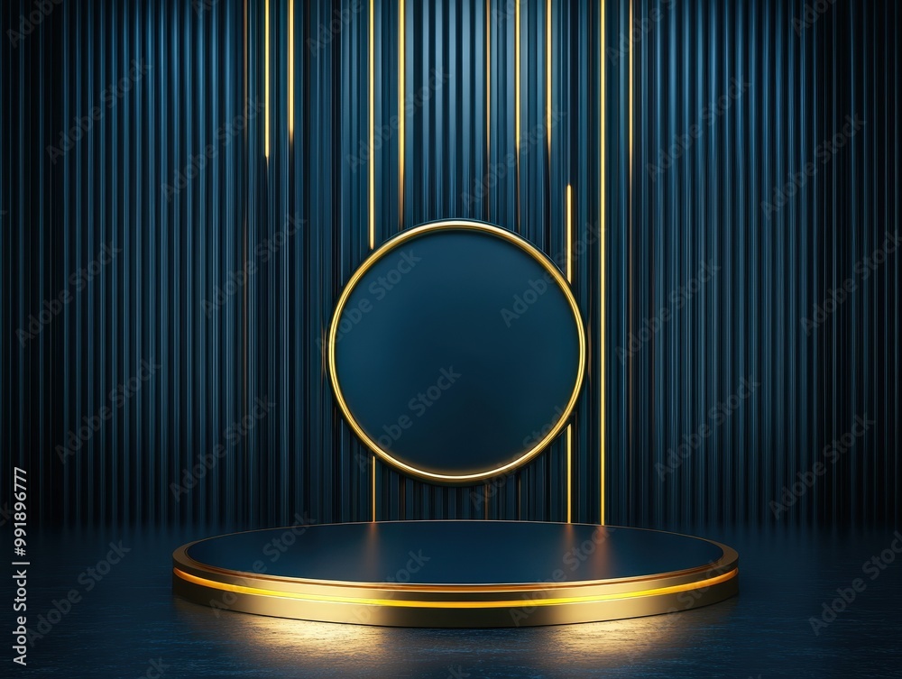 Gold and Blue Minimalist Product Display Podium. Gold and Blue Minimalist Product Display Podium.