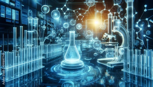 Futuristic Laboratory with Advanced Technology Elements