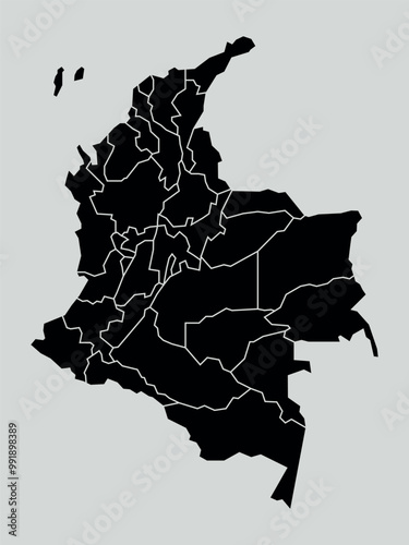 columbia map with regions isolated on white background. Map of columbia. Vector illustration