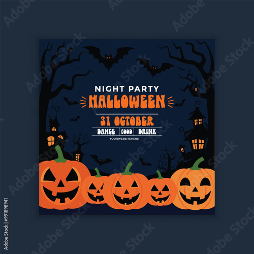 Halloween post wish social media post template and banner photo