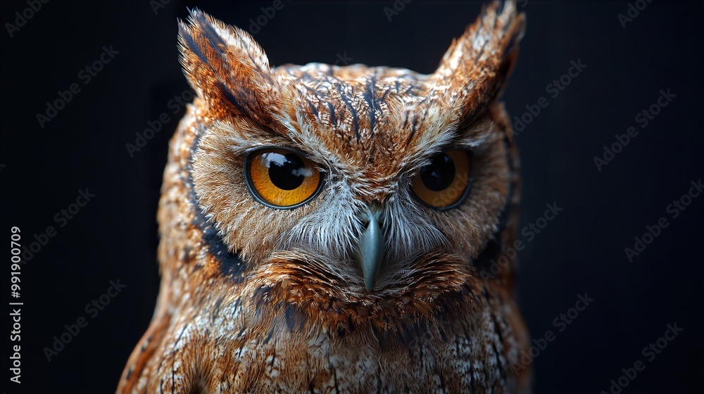 Close Up Portrait of an Owl with Intense Gaze Close Up Portrait of an Owl with Intense Gaze