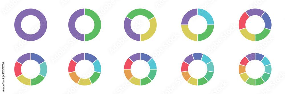 Color wheels. Vector isolated elements.Wheel colour spectrum. Pie ...