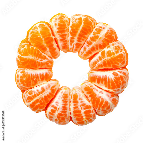 Wallpaper Mural  Citrus Fruits - Tangerine. A peeled Tangerine with its segments neatly arranged in a circle, isolated on transparent backdrop. Torontodigital.ca