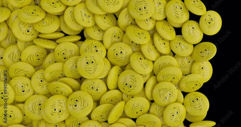 3D yellow face expressions on a transparent background
