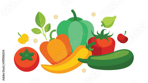 Simple vegetable background with different types of vegetables as a vector illustration.