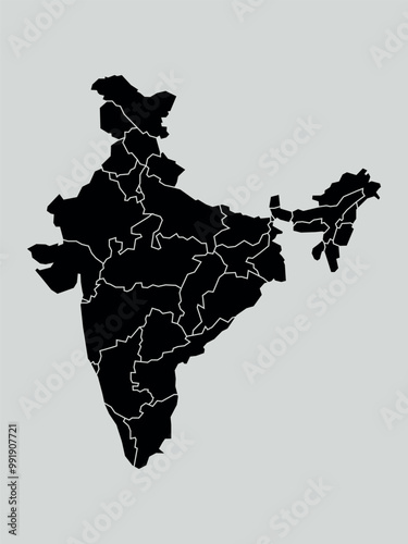 india map with regions isolated on white background. Map of india. Vector illustration