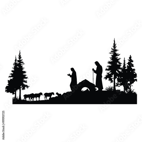 Nativity Scene Silhouette