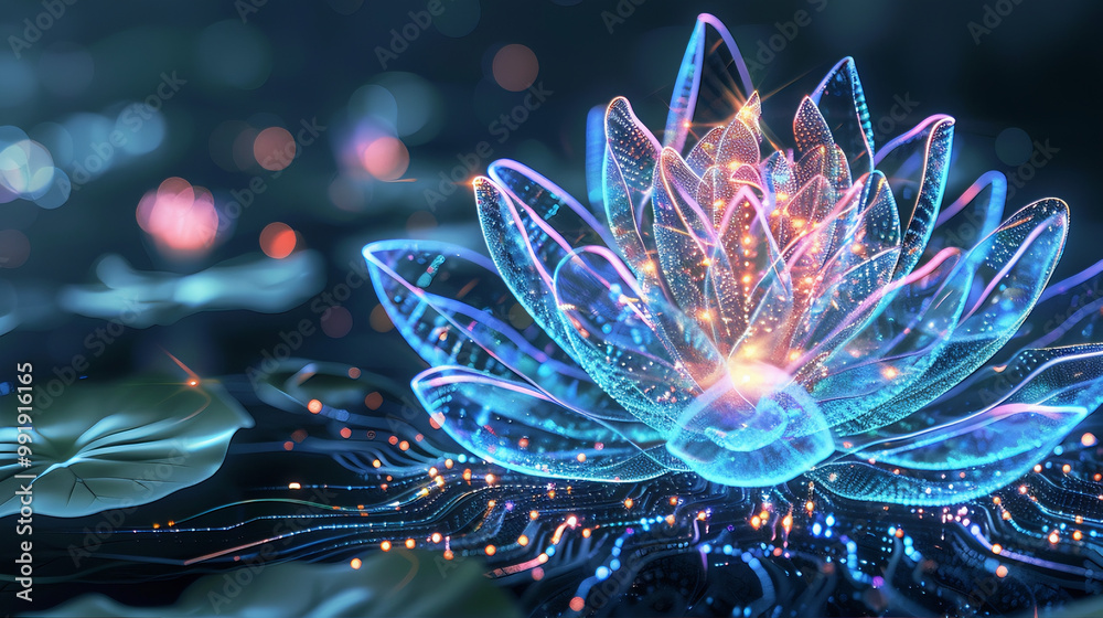 Obraz premium Sparkling shiny lotus flower 