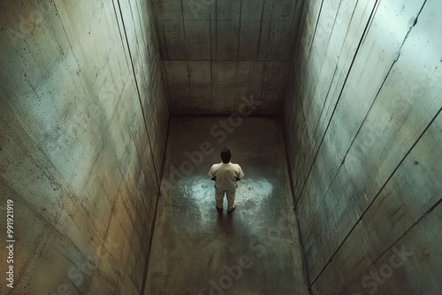 Wallpaper Mural Man Standing in a Concrete Room Torontodigital.ca