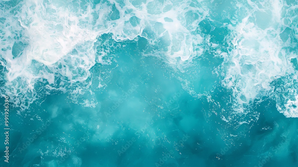Background of the ocean view from the mountains. The drone captures spluttering footage of the ocean. Crystal's turquoise water as seen from above. Background of the ocean view from the mountains. The drone captures spluttering footage of the ocean. Crystal's turquoise water as seen from above.