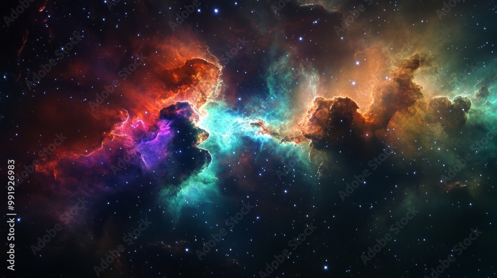 Fototapeta premium space. beautiful colorful views of the cosmic nebula created by generative artificial intelligence