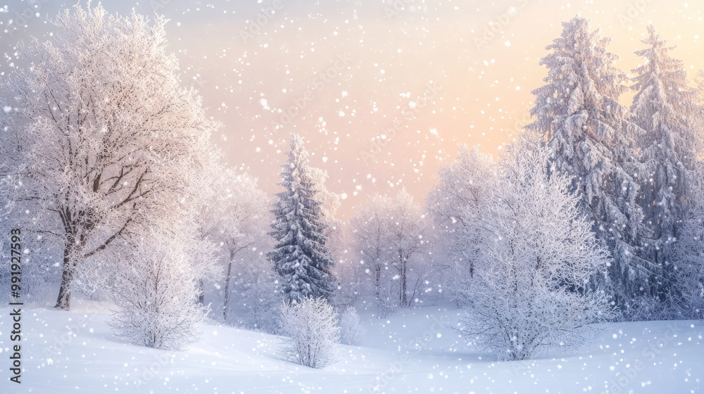 Snow Covered Winter Landscape at Twilight Snow Covered Winter Landscape at Twilight