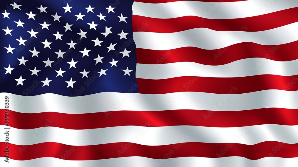 Naklejka premium Waving flag of the United States of America - 3D rendering of the American flag with a moving texture