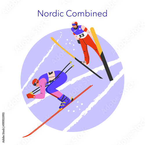 Winter Sports. Flat Vector Illustration
