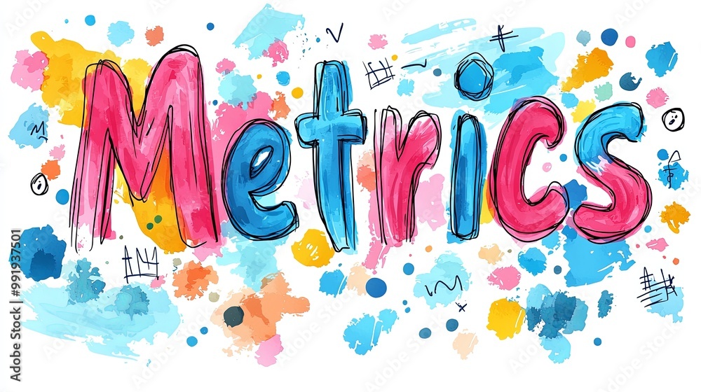 An energetic representation of the word 'Metrics' using dynamic colorful splashes, reflecting analysis and creativity in a vibrant artistic style. An energetic representation of the word 'Metrics' using dynamic colorful splashes, reflecting analysis and creativity in a vibrant artistic style.