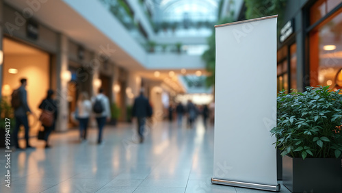 Blank Advertising Kiosk in Indoor Shopping Mall