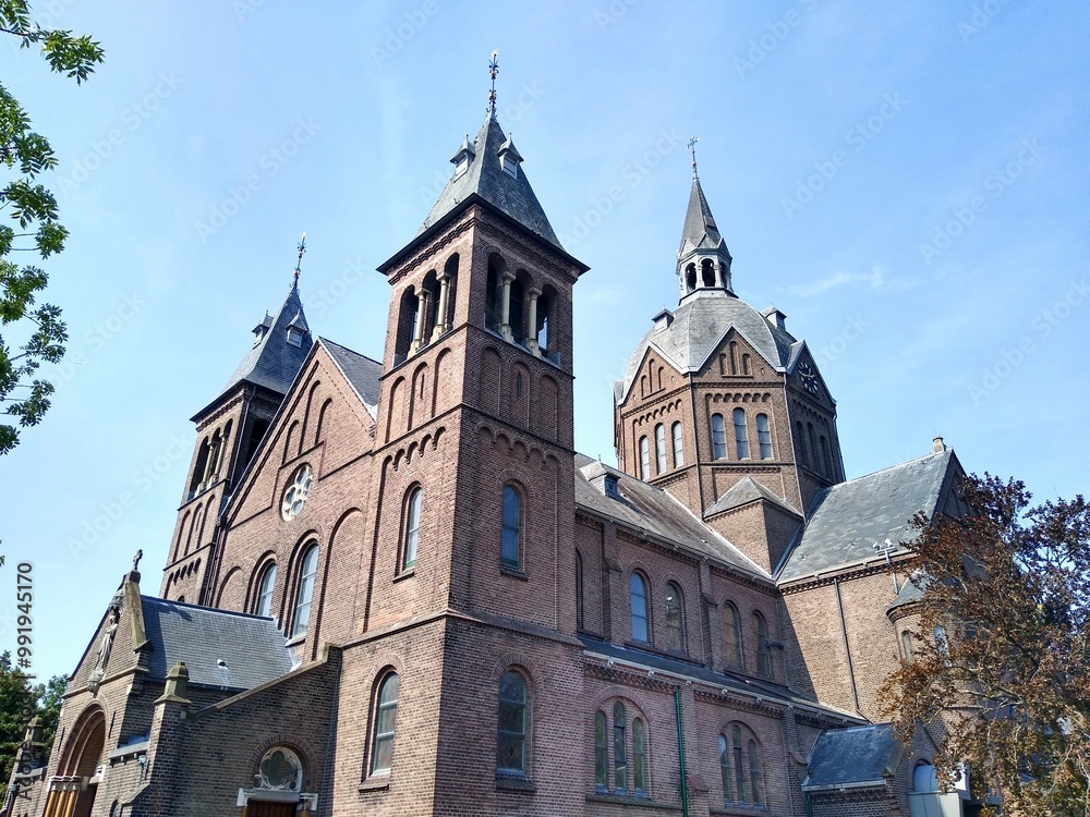 Obraz premium Meerburgkerk church in Zoeterwoude-Rijndijk, South-Holland, Netherlands, built in 19th century. Example of neogothic architecture.