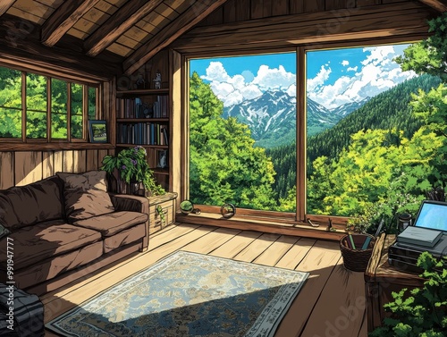 Cozy Cabin Interior for Journaling and Reflection in a TechFree Nature Retreat photo