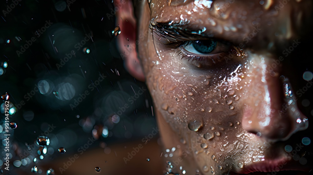 World-class swimmers face in shape studio lighting water World-class swimmers face in shape studio lighting water