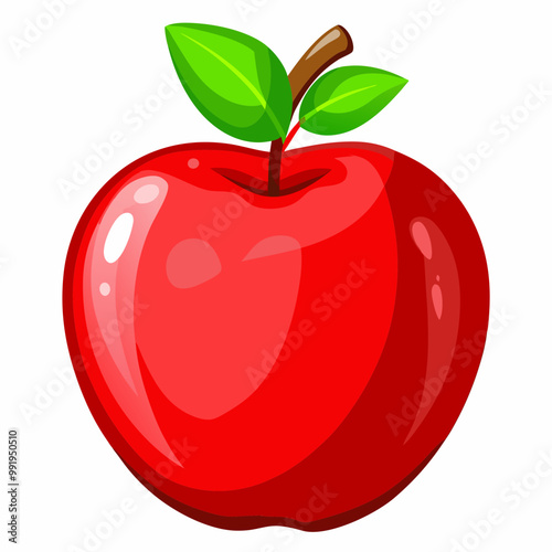 red apple with leaf