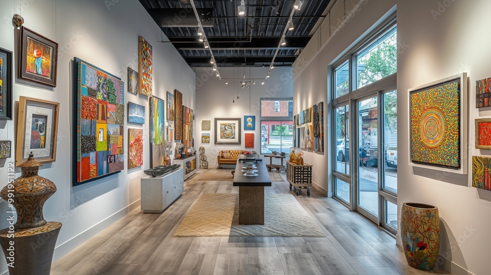 art gallery with a diverse collection of artworks art gallery with a diverse collection of artworks