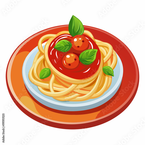 plate of spaghetti with tomato sauce