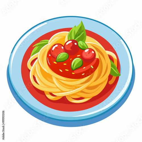 plate of spaghetti with tomato sauce