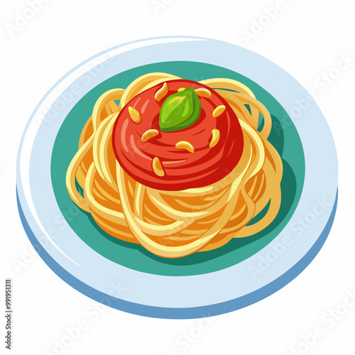 plate of spaghetti with tomato sauce