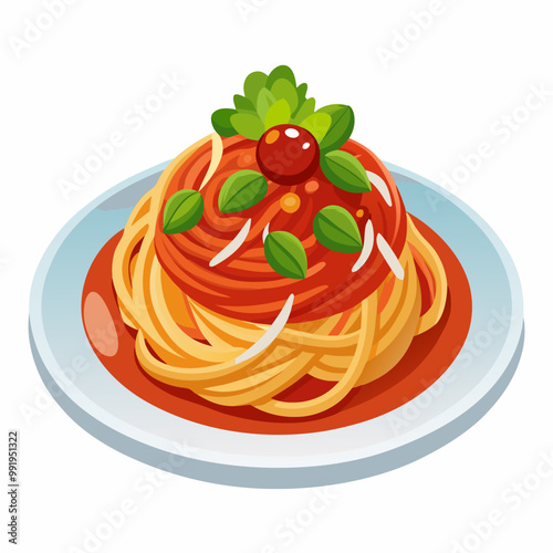 plate of spaghetti with tomato sauce