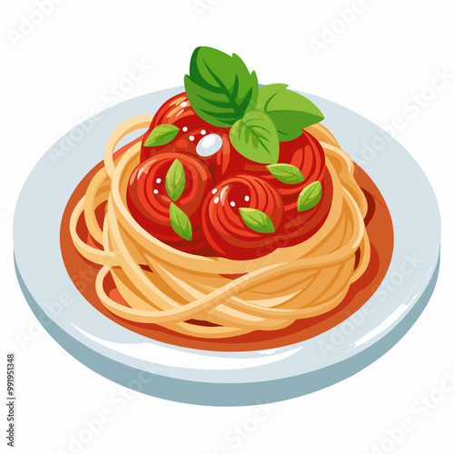plate of spaghetti with tomato sauce