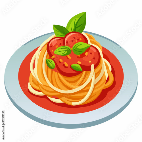 plate of spaghetti with tomato sauce