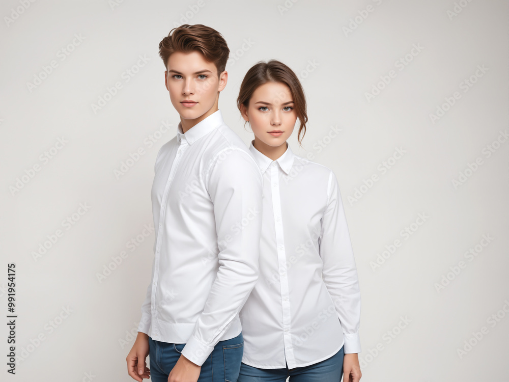 young siblings portrait bright white studio background young siblings portrait bright white studio background